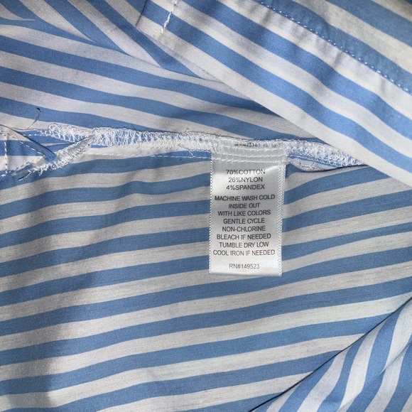 Alexander Jordan 3X Blue/White Vertical Striped Embroidered Button down Shirt - Picture 7 of 11